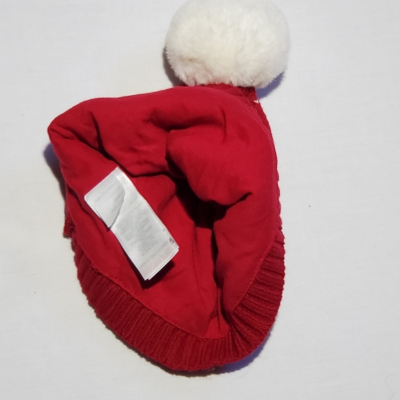 set-  knitted dress for girl with hat, christmas dress, 24 months.  Red. - Picture 8 of 13